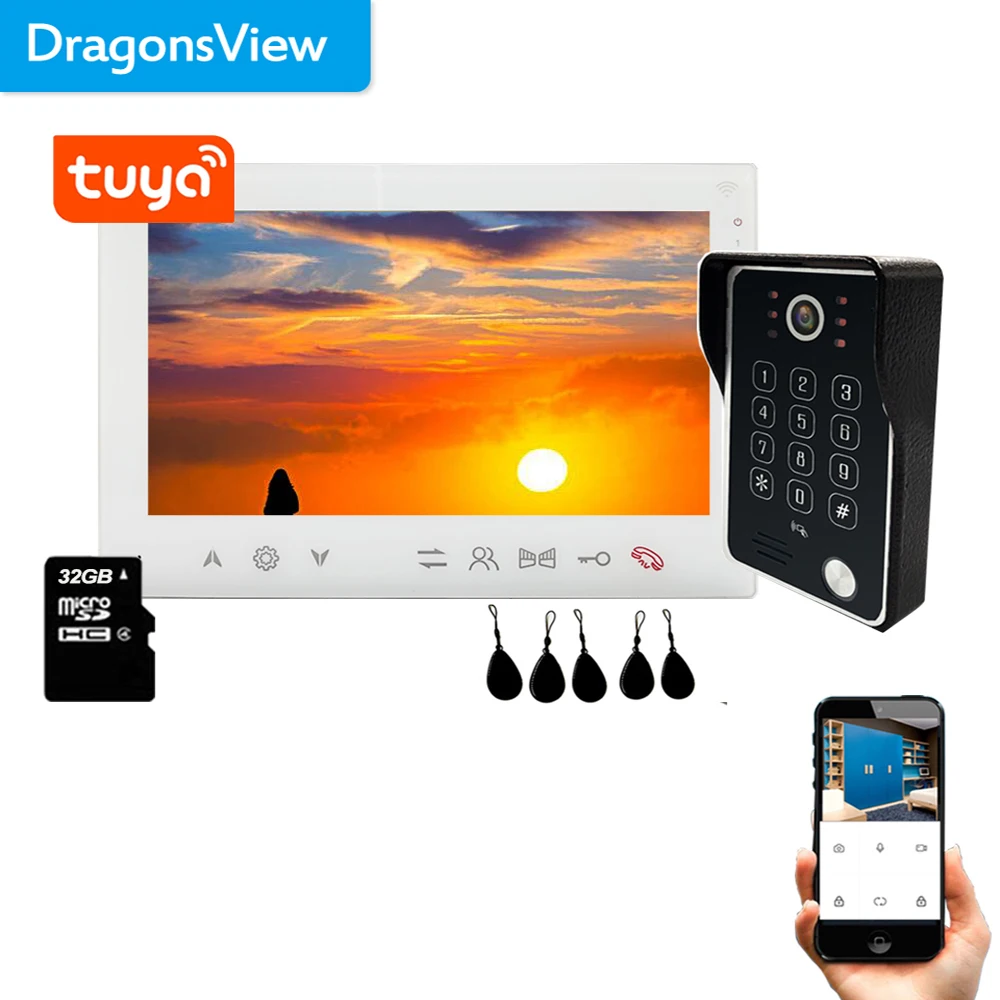 doorbell screen intercom Dragonsview Tuya Wireless Video Door Phone Intercom with Electronic Lock  Video Doorbell WIFI Smart Home RFID Password wifi video door phone Door Intercom Systems