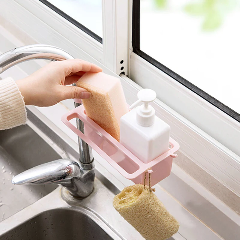 Drain Rack Water Faucet Sink Sponge Soap Rag Storage Shelf Holder Home Kitchen Tool Adjustable HVR88
