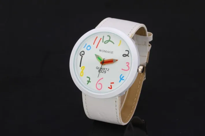 Женские часы, креативный дизайн, разноцветные карандаши, игольчатые часы с героями мультфильмов, большие цифры, часы для девочек, Relogio Masculino