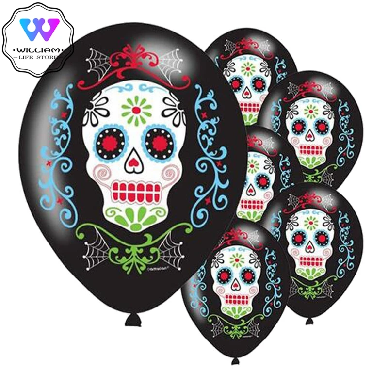 10 шт. День мертвых воздушных шаров Dia de los Muertos латексные воздушные шары s вечерние, украшенные для детей череп латексные воздушные шары игрушки - Цвет: 10pcs