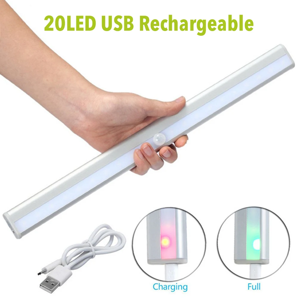 

20 LEDs PIR LED Motion Sensor Light Cupboard Wardrobe Bed Lamp LED Under Cabinet Night Light For Closet Stairs Kitchen
