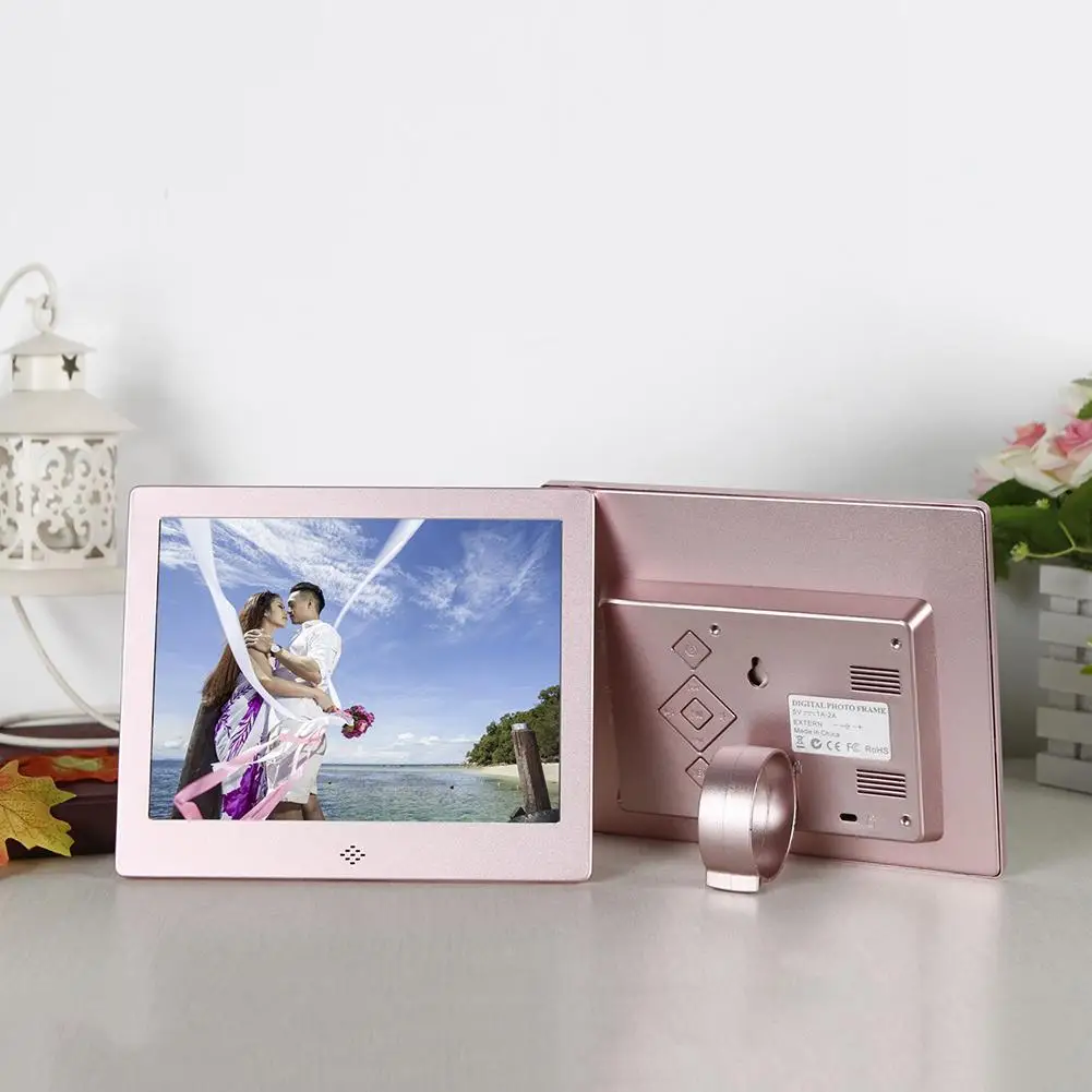 Rose Gold 8 дюймов цифровой металлическая фоторамка 1024x768 Разрешение 4:3 светодиодный Экран Поддержка карта памяти 32Гб SD карточный календарь цифровая фоторамка - Цвет: Rose Gold