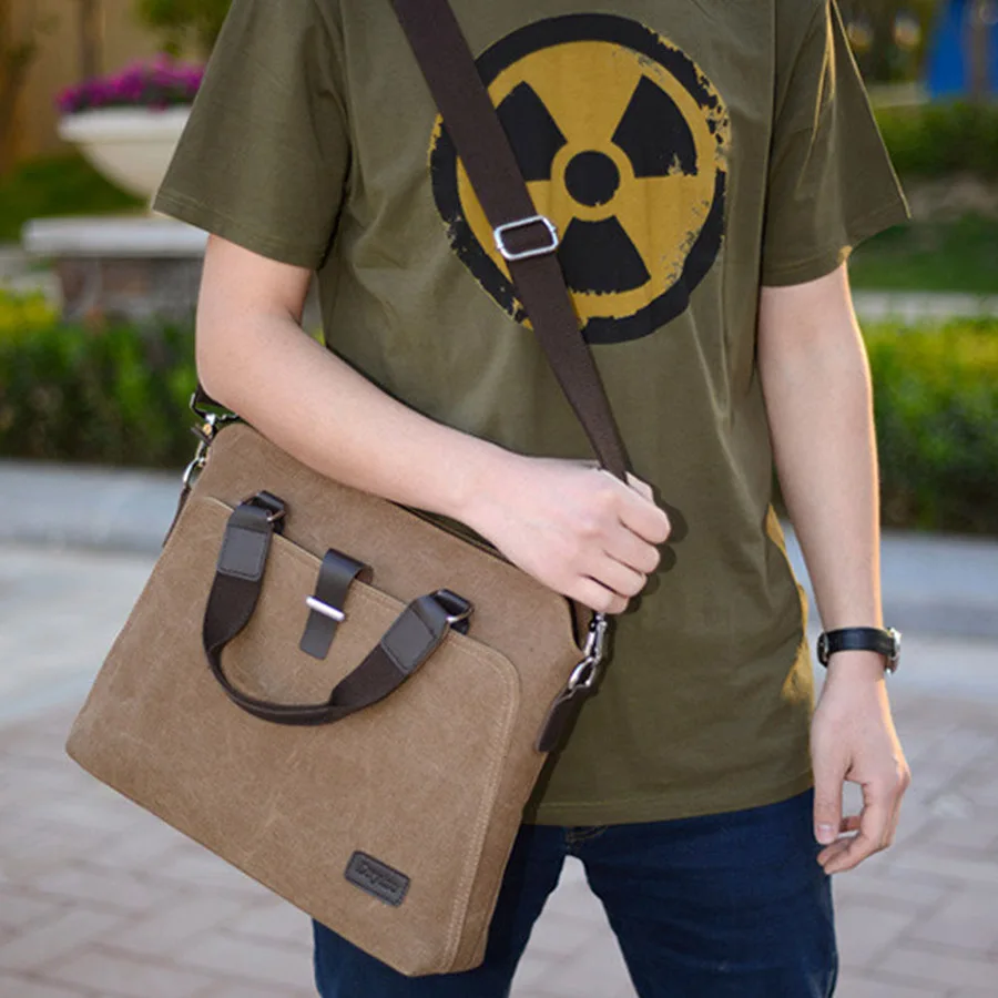 Universal Laptop Bag Men Canvas Briefcase Office Travel Messenger Shoulder Bag Portable Notebook Handbag Large-capacity Pouch (32)