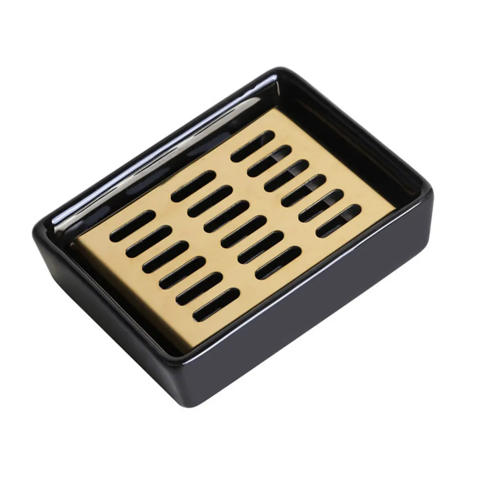 B1 Soap dish Керамическая мыльница из нержавеющей стали, держатель для мыла, ванная комната, Душ, двойной слой, слив, мыльница - Цвет: B1 Soap dish