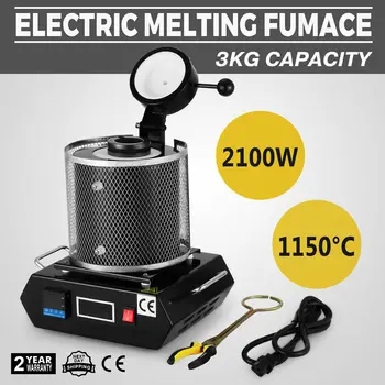 

3KG Melting Furnaces Fiber Cast Iron Oil Crucible Furnace PID Module 2100W