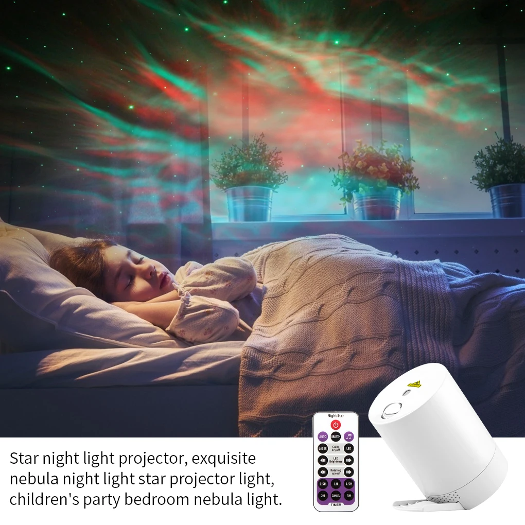 Night Light Starry Sky Projector Water Wave Lamp LED star music Rotating Remote Control Bluetooth Bedroom Bedside Lamp portable night light