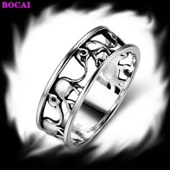 

Fashionable hand Ornament animal elephant oil drop S925 sterling silver women's retro glossy ring Thai silver female ring