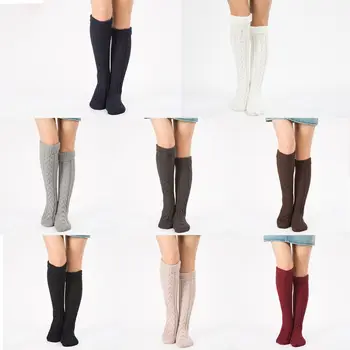 

Warm Knit Socks Women Girls Knitted Christmas Boots Over-the-knee Sock