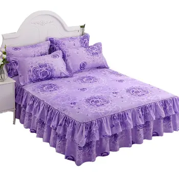 

Household Korean Fashion Design Bilateral Bed Skirt + 2 Pair Of Pillowcase Bed Skirt 3Pcs Sets Bed Linings