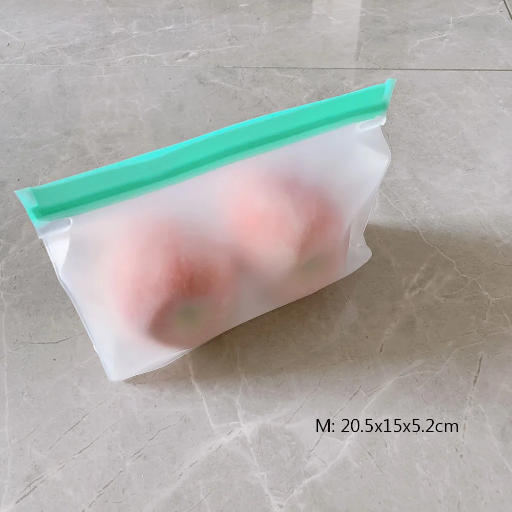 2pcs 20.5x15x5.2cm Многоразовые силиконовые стоьте вверх мешки для хранения еды уплотнение Ziplock ланч-морозильник сумка для пищевых контейнеров домашняя кухня макияж Органайзер - Цвет: 2pcs 20.5x15x5.2cm
