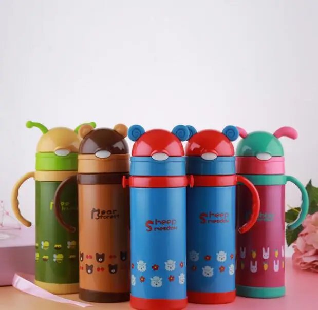 

350ml Kids Vacuum Flasks With Silicone Straw Stainless Steel Children Thermos Mug Thermal Bottle Thermocup BPA Free
