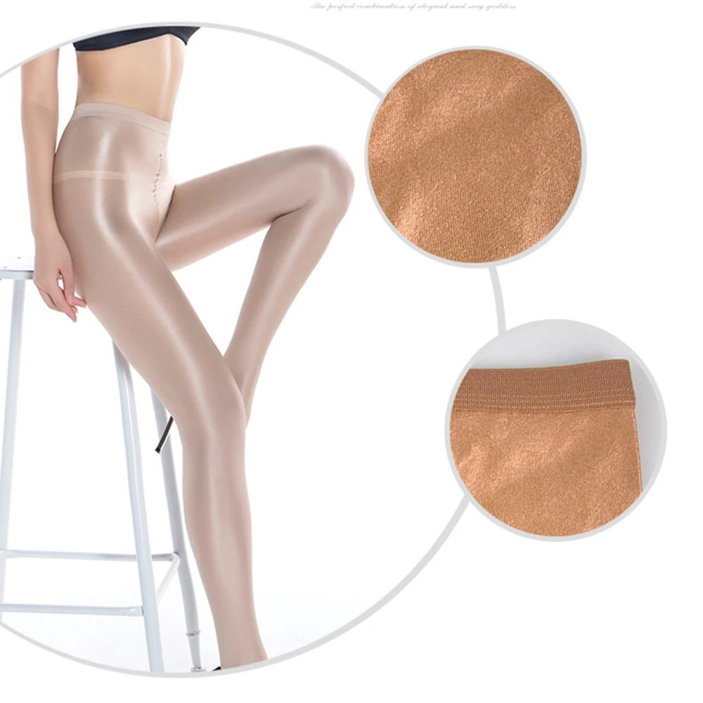 

AOWOFS Women Plus Size Shiny Glossy Pantyhose Stockings Tights High Quality Bar Stage Bottoming Non-slip Fascinating Pantyhose