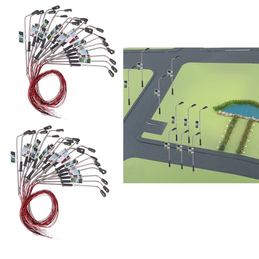 40pcs Model Mini Street Lights For HO OO Scale LED Garden Lights Decor 1/200