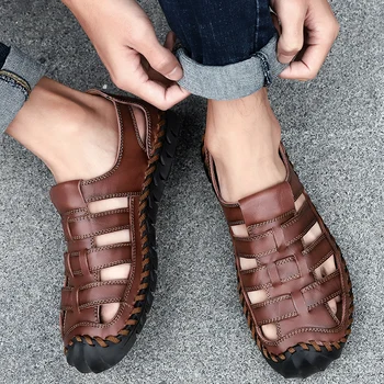 

Men's Sandals Genuine Leather Men Shoes Outdoor Lightweight Summer Shoes Comfort Fashion Men Casual Sandals Zapatos De Hombre