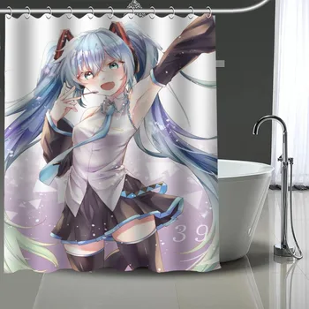 

Anime Custom Waterproof Shower Curtains Hatsune Miku Curtain Bathroom Waterproof Polyester Curtains For Bathroom With Hook