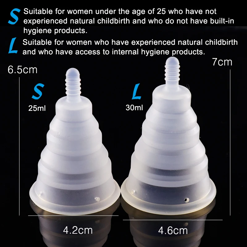 Женская гигиена леди менструальная чашка силиконовый для использования в медицине вагинальная чаша женщины менструальные чаши многоразовые складные менструальные коллекторы S/L