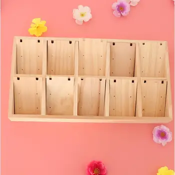 

Solid Wood 10 Slot Box For Earrings Necklace Display Organizer Showcase