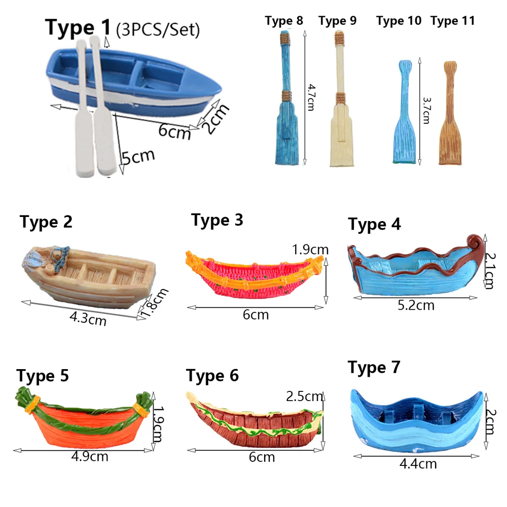 1 компл. Микро пейзаж лодка фигурка Фея садовое украшение миниатюрное корабль искусственное весло кукольный домик из смолы