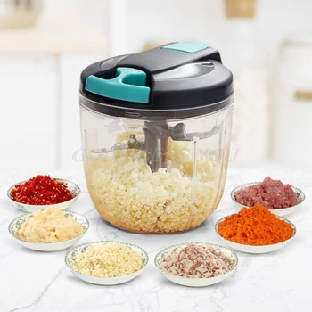 

Mini Manual Vegetable Chopper 3 Blades/5 Blades Hand Mixer for Meat Onion Salad Ginger Fruit Garlic Chopping Lightweight