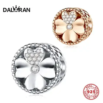 

DALARAN 925 Sterling Silver Four Leaf Clover Charm Beads Fit Original Charm Bracelet Jewelry