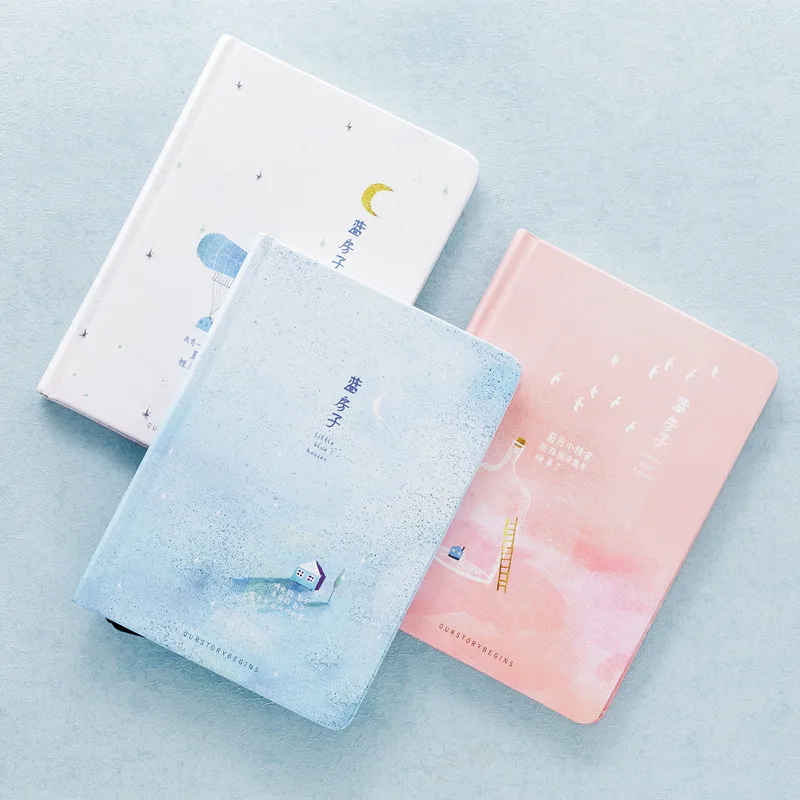 Comprar Página de Color de tendencia creativa A5 cuaderno pequeño libro de diario de la casa azul Tapa dura diario Corea papelería suministros escolares