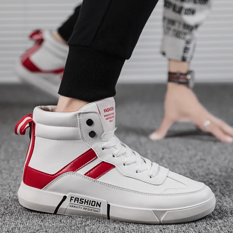

High Shoes Men's 2019 New Style Autumn Korean-style Trend Online Celebrity Shoe Men's Trendy Shoes Students Shoes Versatile Whit
