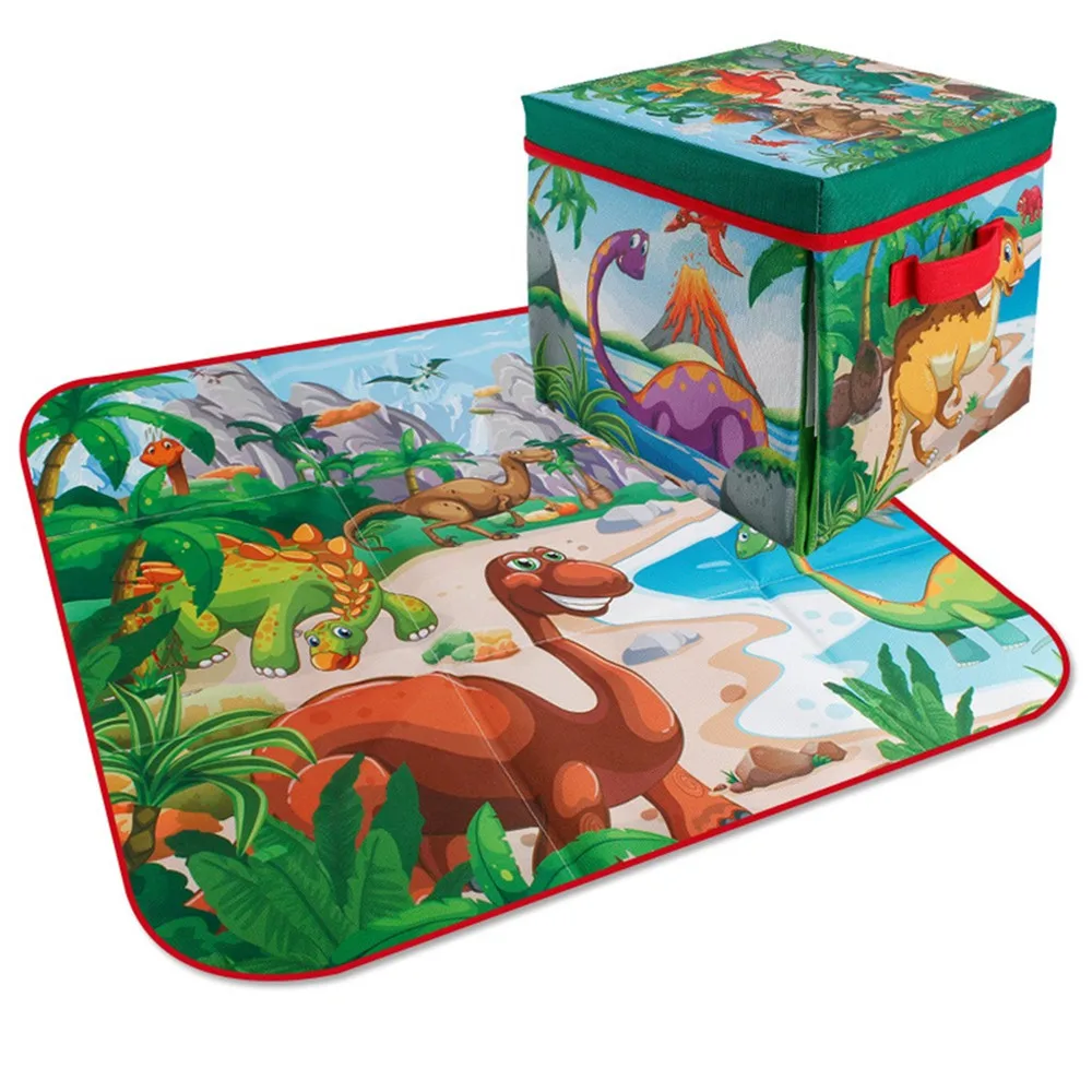 

Game pad crawling carpet foldable storage toy box Portable Kids Play Mat Dinosaur Crawling Mat And Storage Box Baby Game Pad Toy