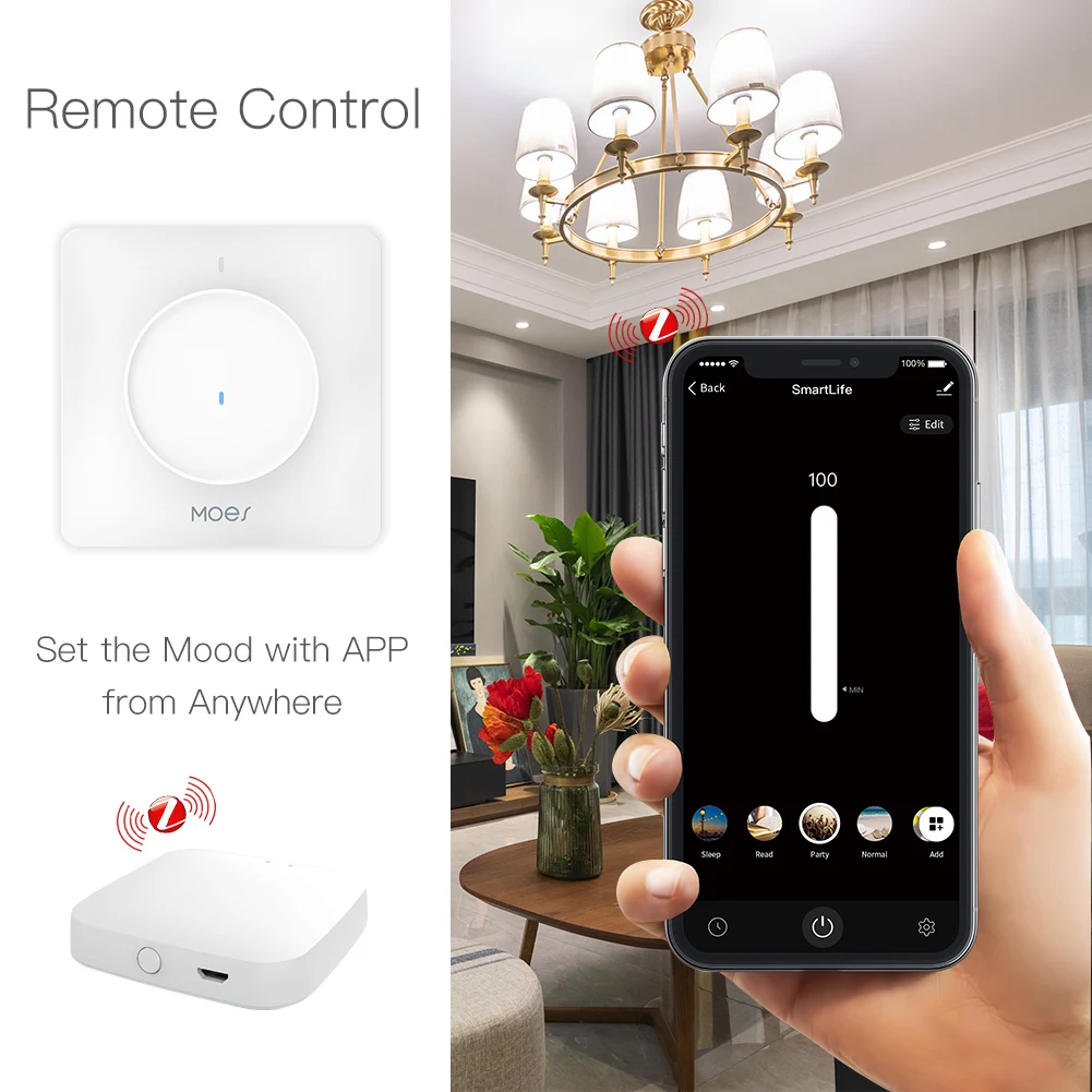 WiFI/ZigBee Smart Rotary/Touch Light Dimmer Switch Smart Life/Tuya APP Remote Co