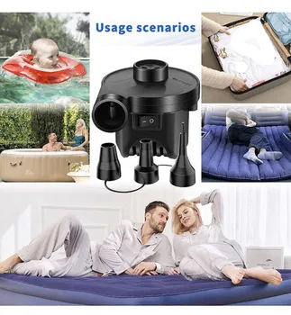 

DC/AC 12V Electric Air Pump 3 Nozzles Air compressor Universal Home Car Inflatable Pump For Air Mattress Swimming Ring Pool #