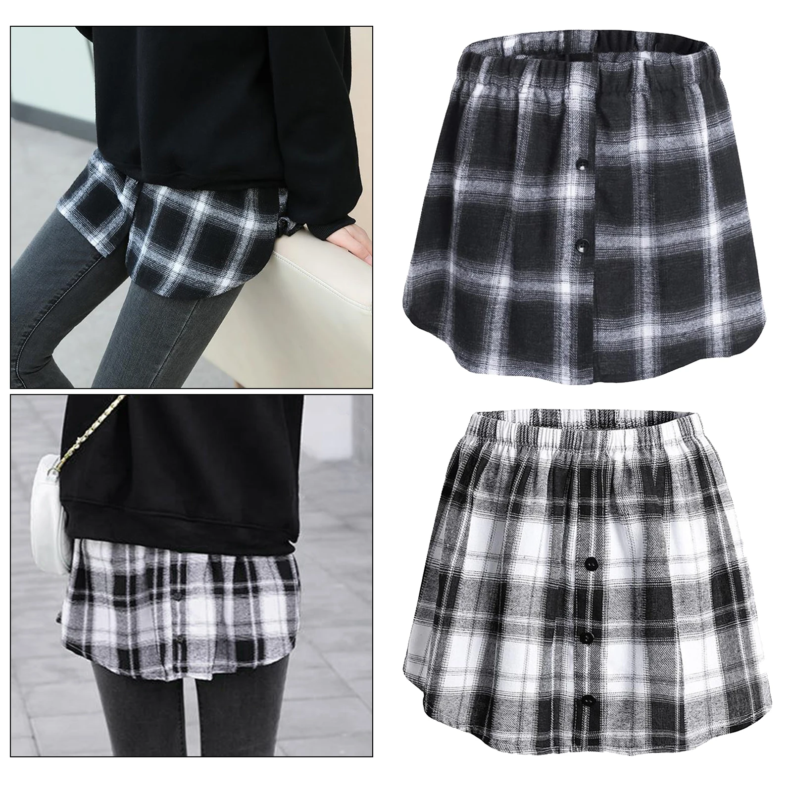 Detachable T-shirt Shirt Fake Top Hem, Adjustable False Layering, Decorative Underskirt Blouse Extension Lower Hem Accessories