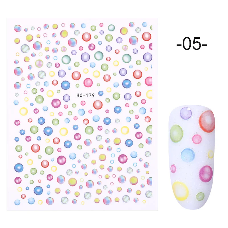 1 Sheet 3D Nail Stickers Self-adhesive Stripe Shape Flowers Element Mixed Patterns Transfer Decals Nail Decoration for Nail Art - Color: Series 1 - 05