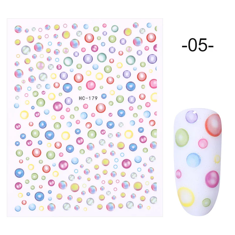 Series 1 - 05 1 Sheet 3D Nail Stickers Self-adhesive Stripe Shape Flowers Element Mixed Patterns Transfer Decals Nail Decoration for Nail Art - Color: Series 1 - 05