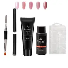 Biutee פולי Extention ג 'ל ערכות ציפורניים 100pcs להאריך מדבקות מסמר אמנות צרפתית ורוד צבעים קריסטל UV נייל Drayer פרוסה מברשת ציפורניים(China)