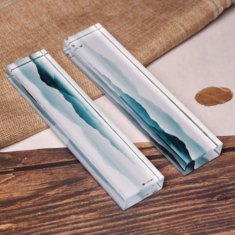 

High-colored glaze, Yunshan calligraphy and painting ruler, Chinese traditional painting and calligraphy tools, Glass ruler 20