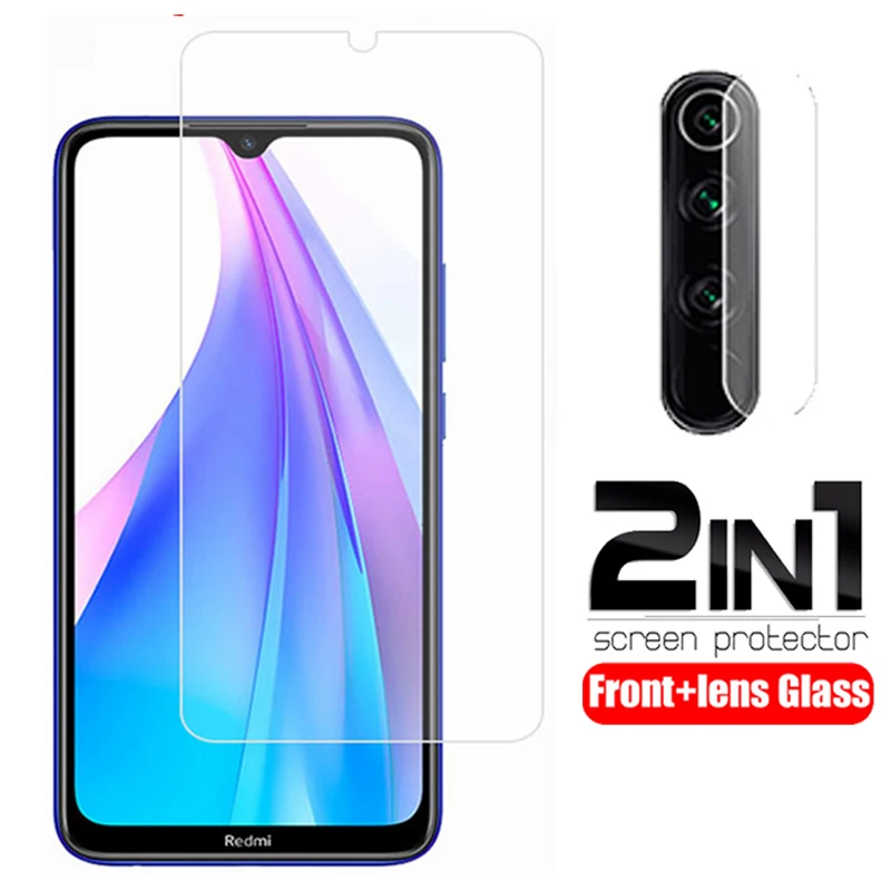 2 в 1 Стекло для Xiaomi Redmi Примечание 8 note8 T Note 8 pro Экран протектор Защитная пленка, стекло xiomi Redmi note 8 8 t Стекло