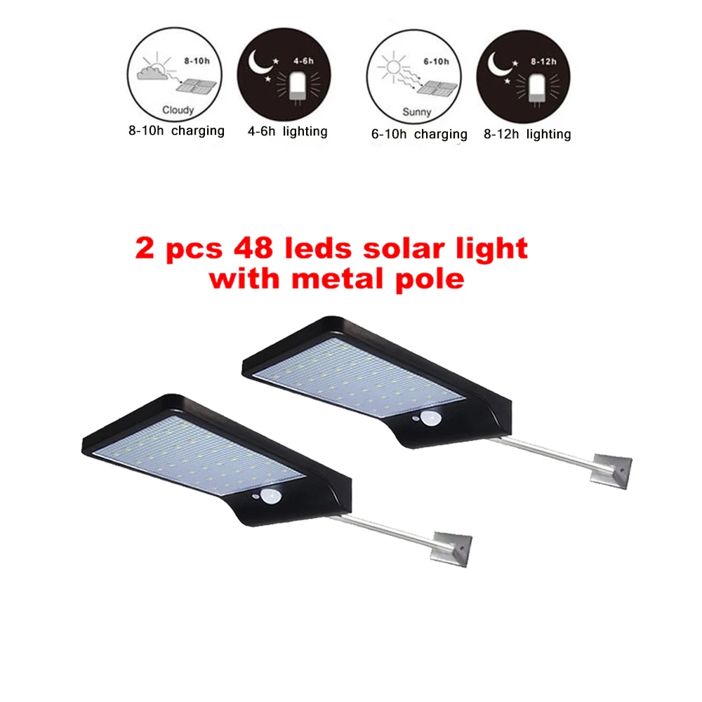 

2/4pcs 48 LED Solar Lamp Human Body Induction Wall Light 3 Modes Dimmable Outdoor Garden Yard Path Lamp with Remote Control secu