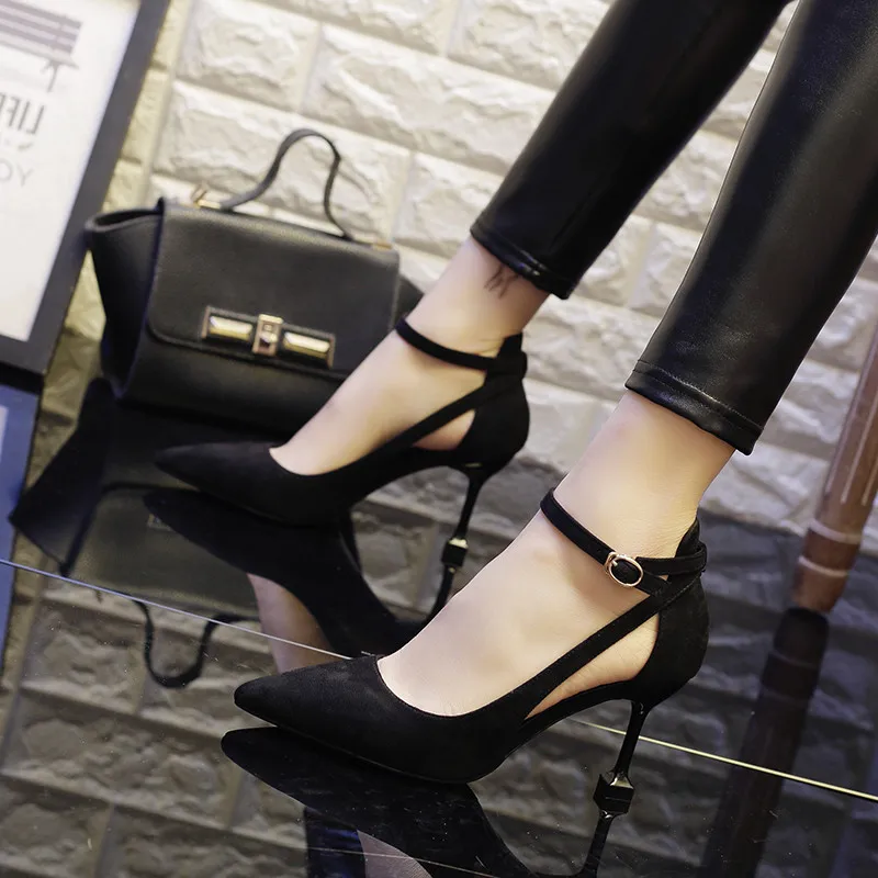 

Women's high heels 2019 spring and summer new single shoes female fine with Korean version of the pointed wild women's shoes