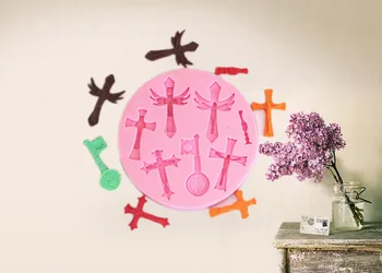 

555 Cross Modeling Fondant Cake Chocolate Silicone Easter DIY Baking Mould Foreign Trade Export