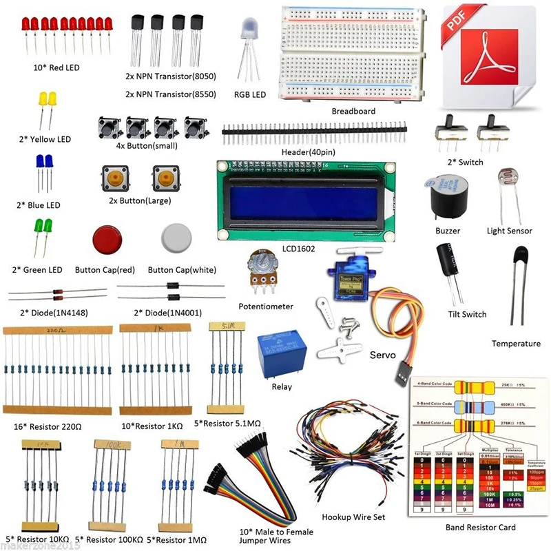 Набор платы Adeept Starter Kit для Arduino UNO R3 Mega 1062 Servo PDF 2560 шт. | Инструменты