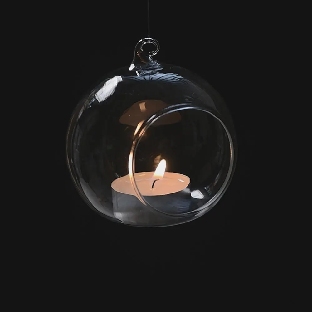 Candle holders 6/8/10/12Cm clear glass round hanging candle tea light holder