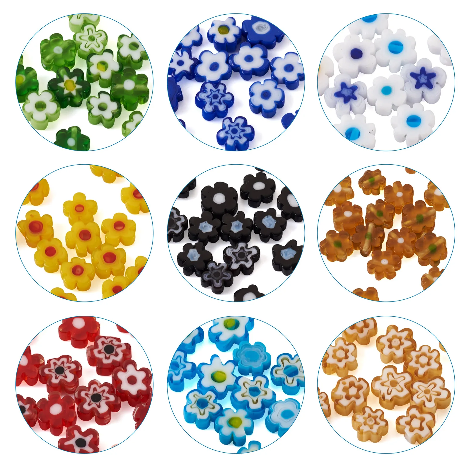 1 Box Floral Handmade Millefiori Glass Bead Loose Spacer Beads Colorful Trendy DIY Necklace Jewelry Making Findings 4~7.2x2.6mm