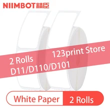 Papier auto adhésif NiiMBOT D11 D110 D101, 2 rouleaux de papier blanc, impression Machine, étiquette de marchandise, autocollant de prix thermique