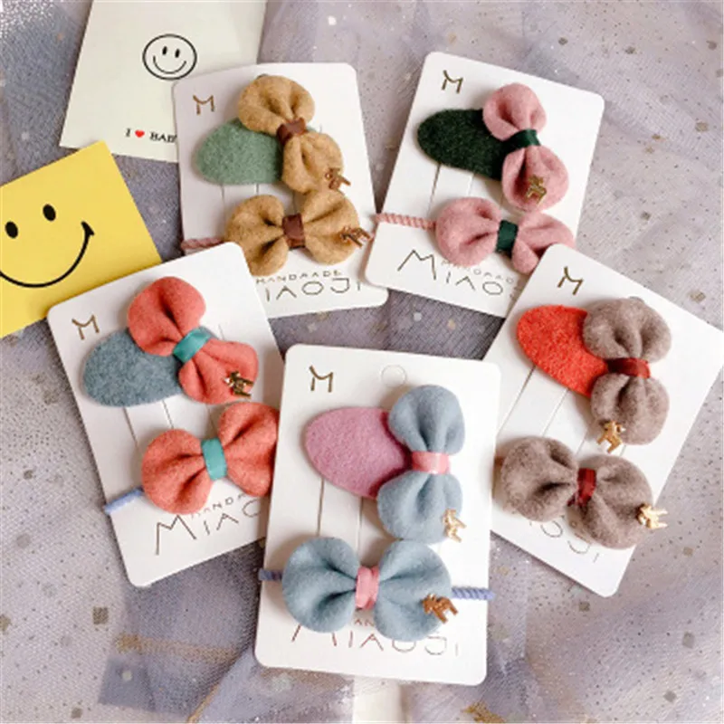 

Kids Children Girls Elastic Hair Bands clips Sets Korean Bow Knot Fabric Cute Fall Winter Head wear Accessories-SWC5-W7