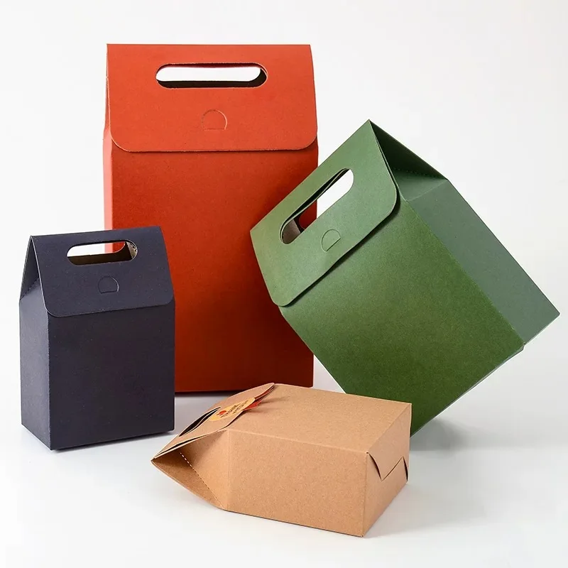 Бумажный пакет 2 размера средние картонные подарочные коробки, сумка в виде пакета молока для чая маленькая упаковка крафт-бумажные пакеты, контейнер для еды с ручкой
