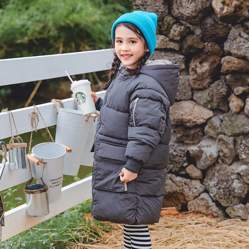 

Kid Winter Coat Girls Boys Children Fashion Winter Down Thick Cotton Jacket Hooded Long Down Coat for Teenage 3 6 8 10 12 Years