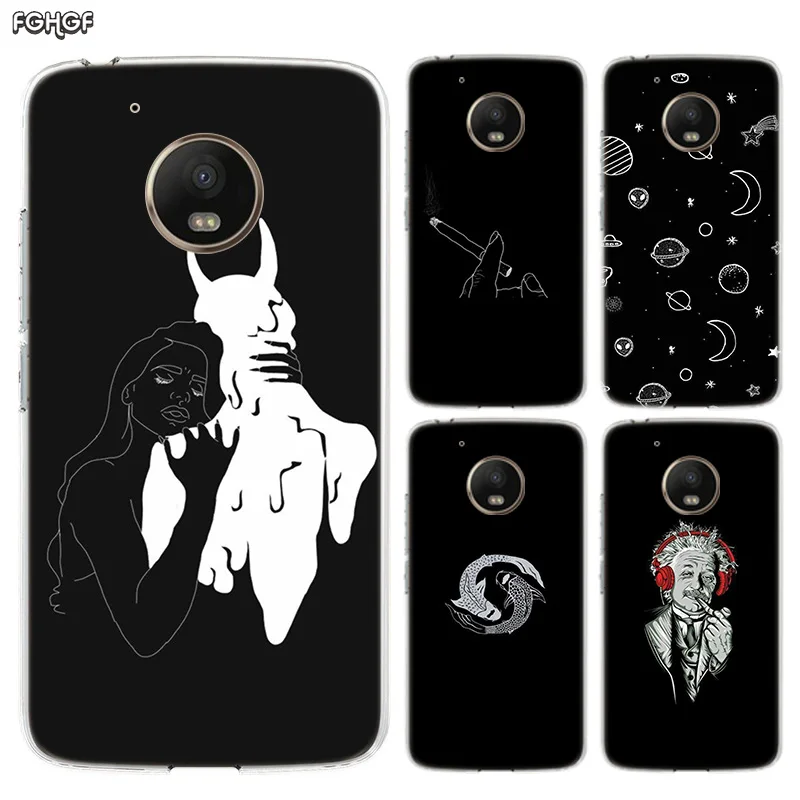 Черный фантастический художественный силиконовый чехол для Motorola MOTO G7 power G5 G5S G6 E4
