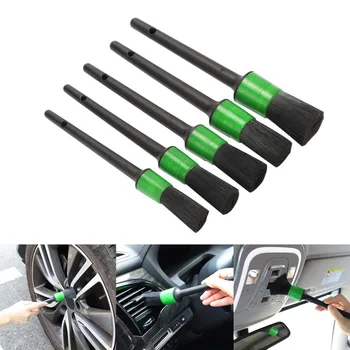

5PCS Soft Bristle Brush Cleaning Brush Set Car Cleaning Tool Kit For Interior Dashboard Wheel Rims Green car cleaner Wash