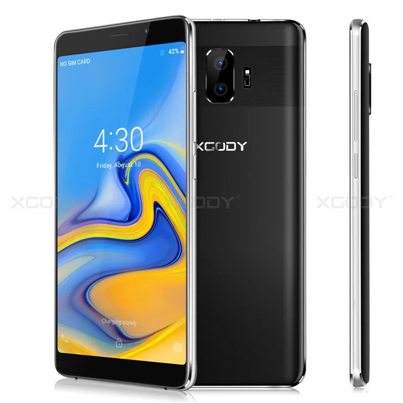 XGODY Смартфон Android 8,1, две sim-карты, 6 дюймов, 18:9, полный экран, 2 Гб ОЗУ, 16 Гб ПЗУ, четырехъядерный мобильный телефон, 2500 мАч, МП, 3G, мобильный телефон Y27 - Цвет: Black
