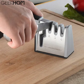 

GEEKHOM Knife Sharpener Professional Knife Sharpening Stone 4 Stage Diamond Ceramic Tungsten Knives Sharpener Scissors Whetstone