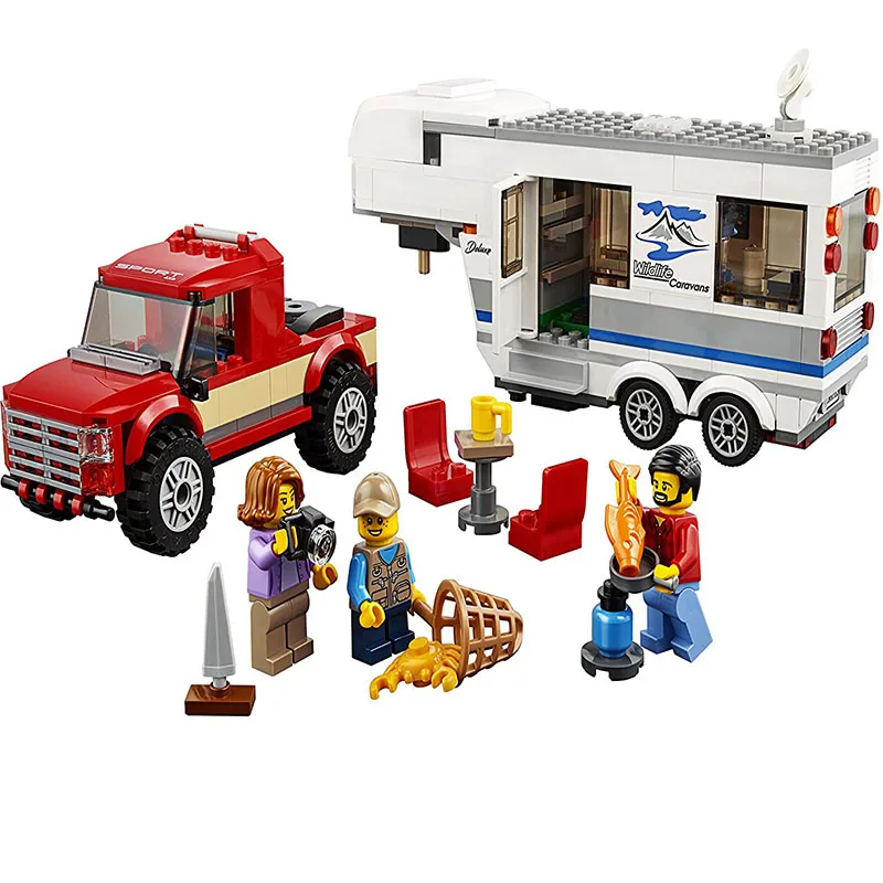 

City Series The Pick Up Truck Caravan Camper Building Blocks Brick Educational Toys For Children Gift Compatible Legoed 10871